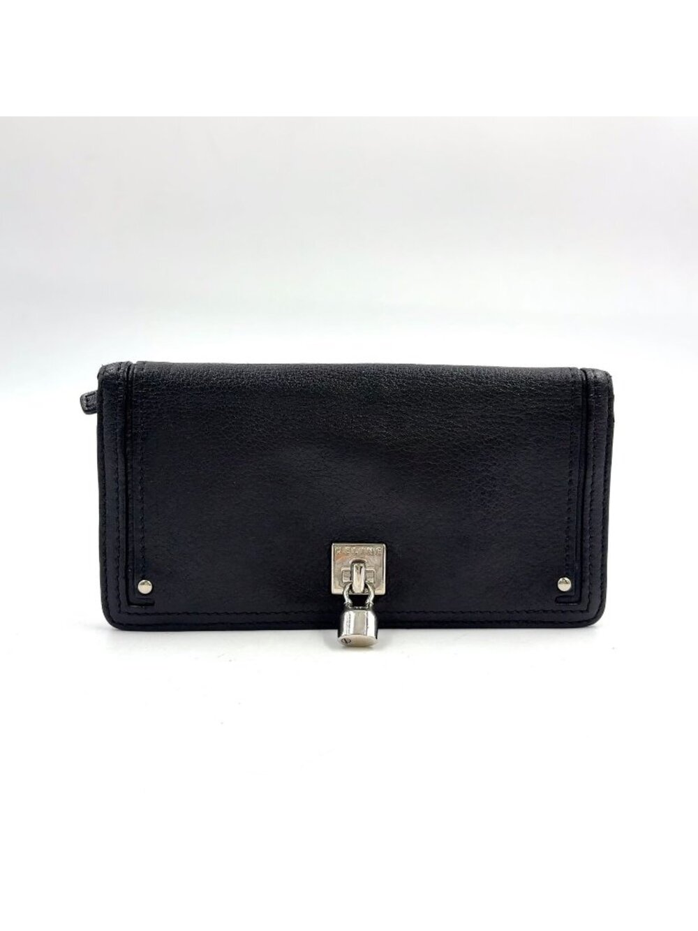 Celine Bifold Leather Black Wallet Silver